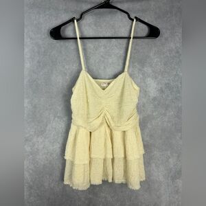 Free People Intimately Power Play Lace Cami Tank Top Canary Babydoll Size M